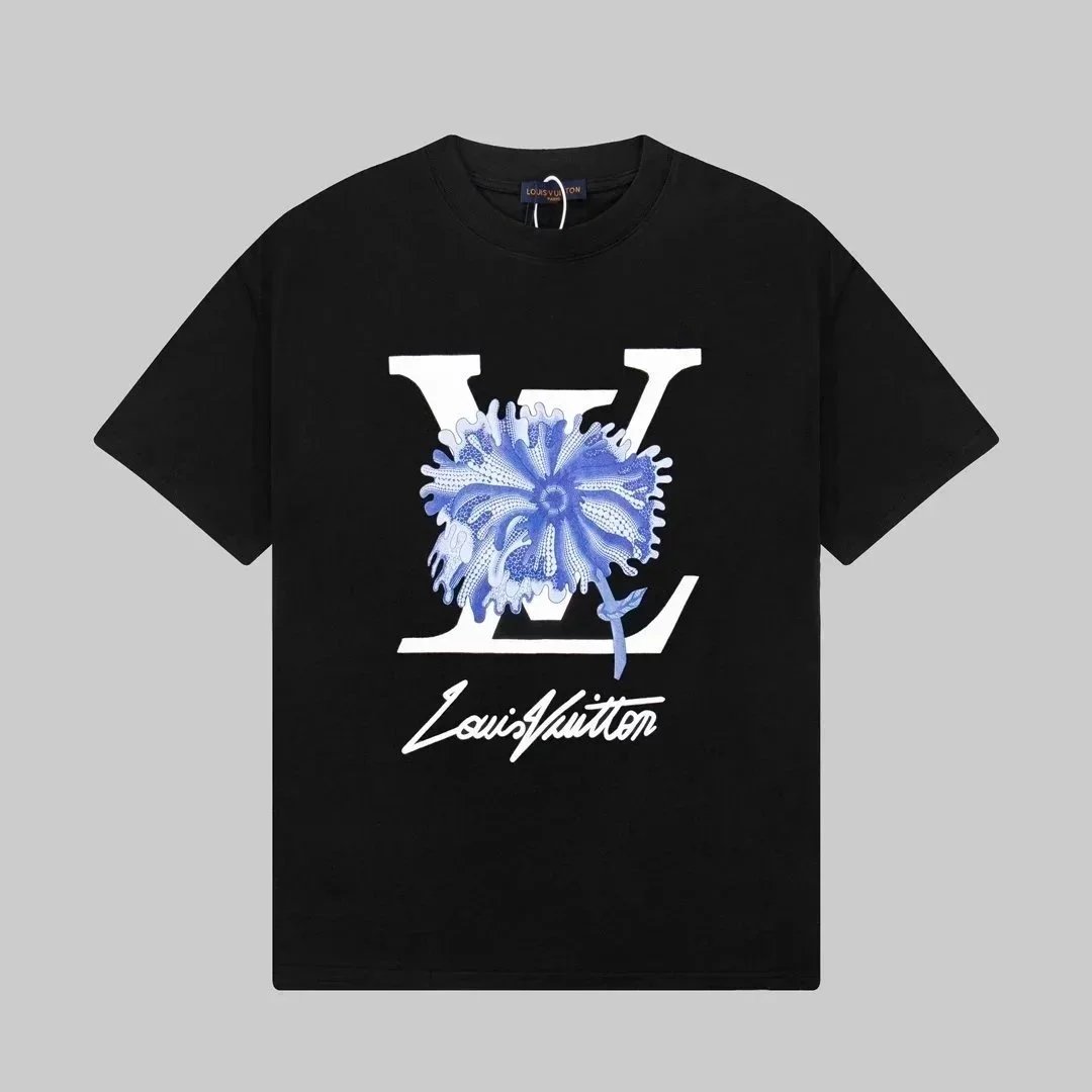Black Blue Flower Label 002