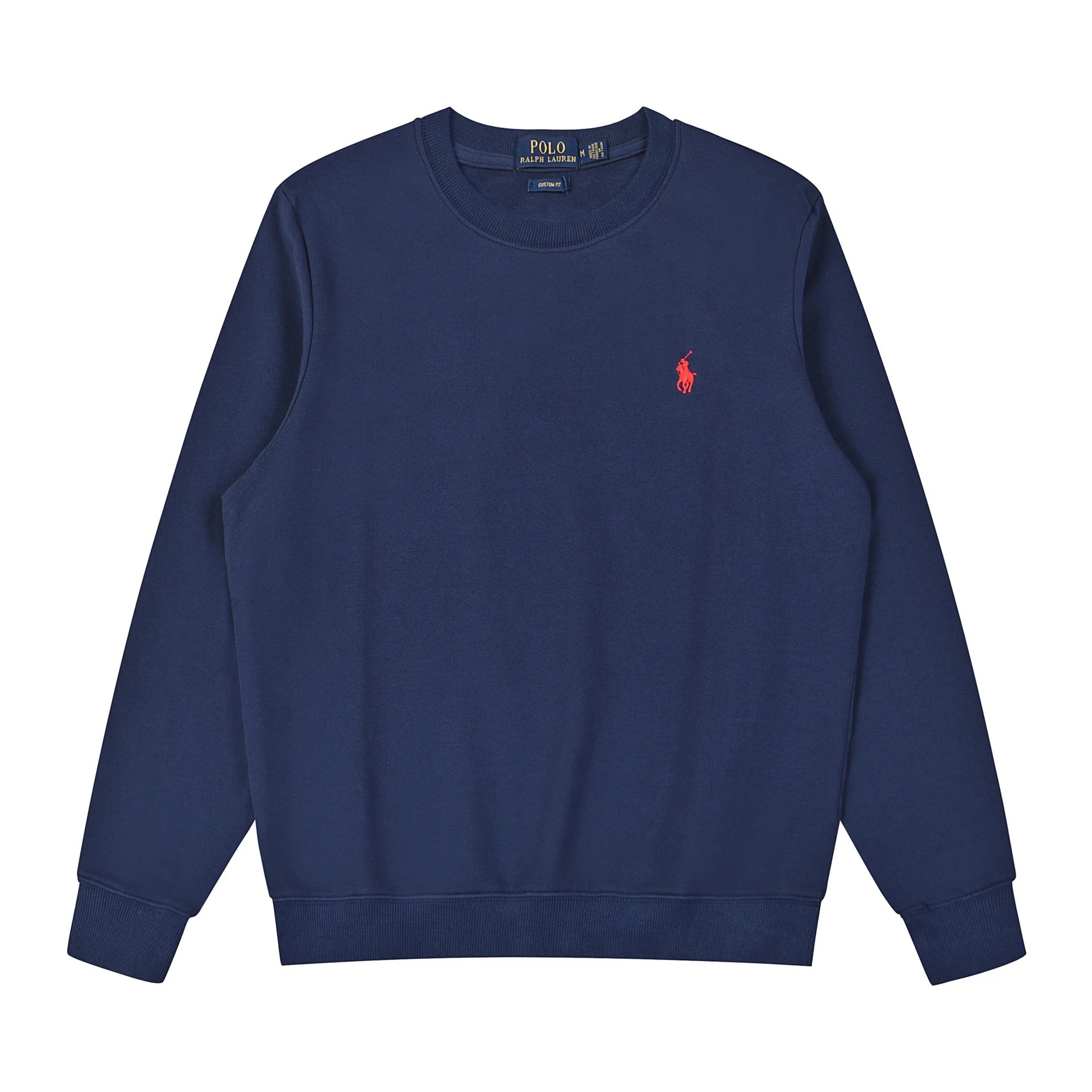 Round neck navy blue red logo